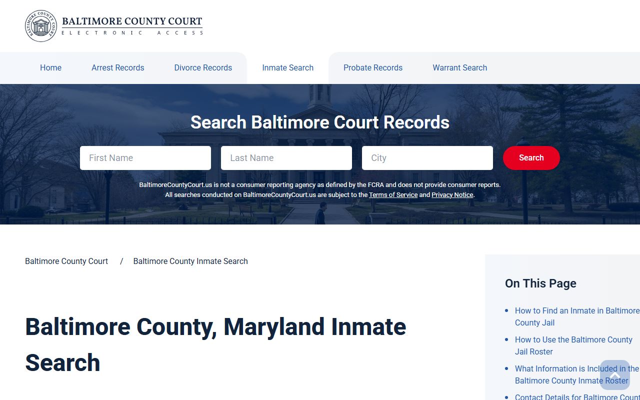 Baltimore County inmate search information for Dundalk booking releases