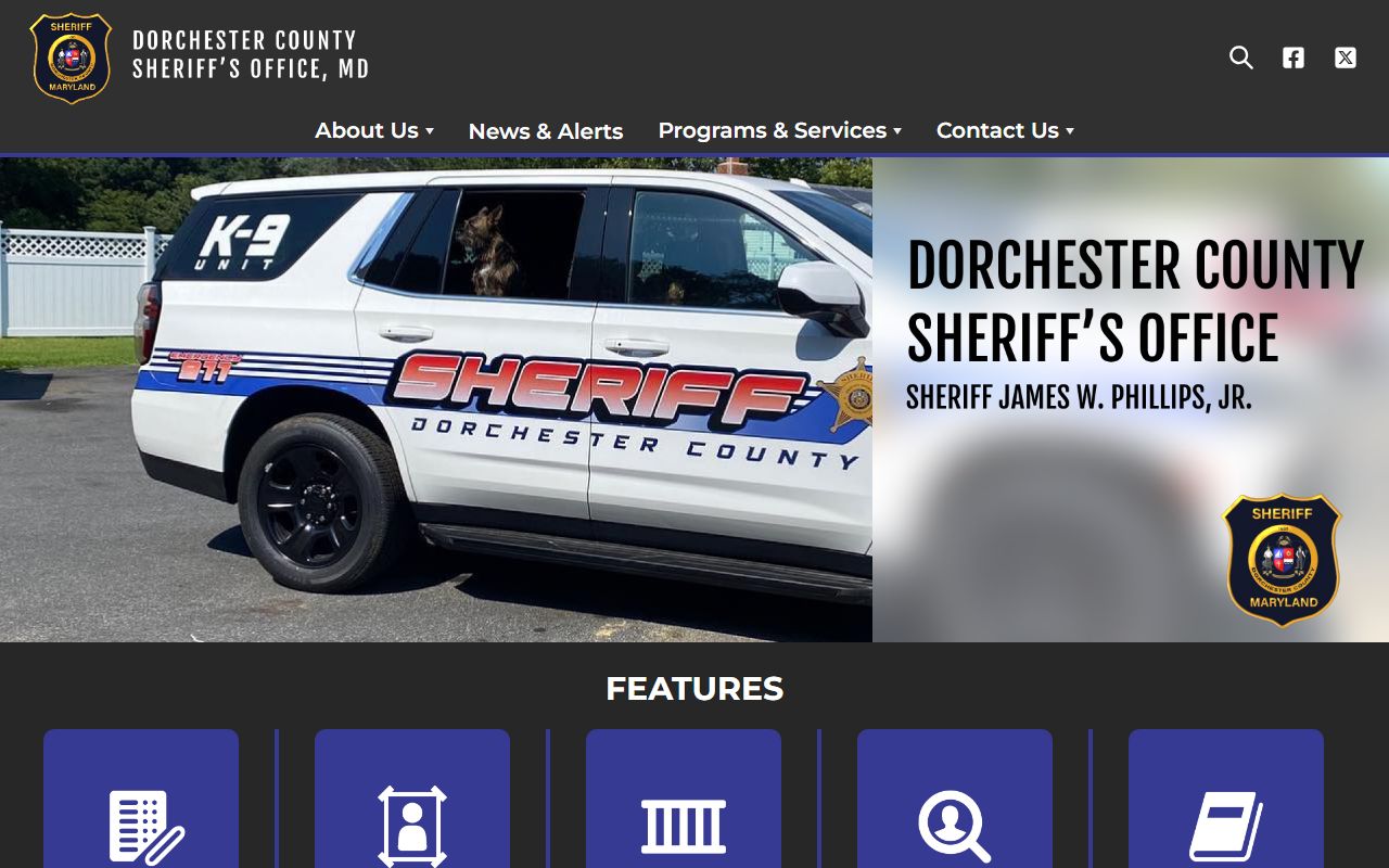 Dorchester County Sheriff's Office homepage for booking releases access