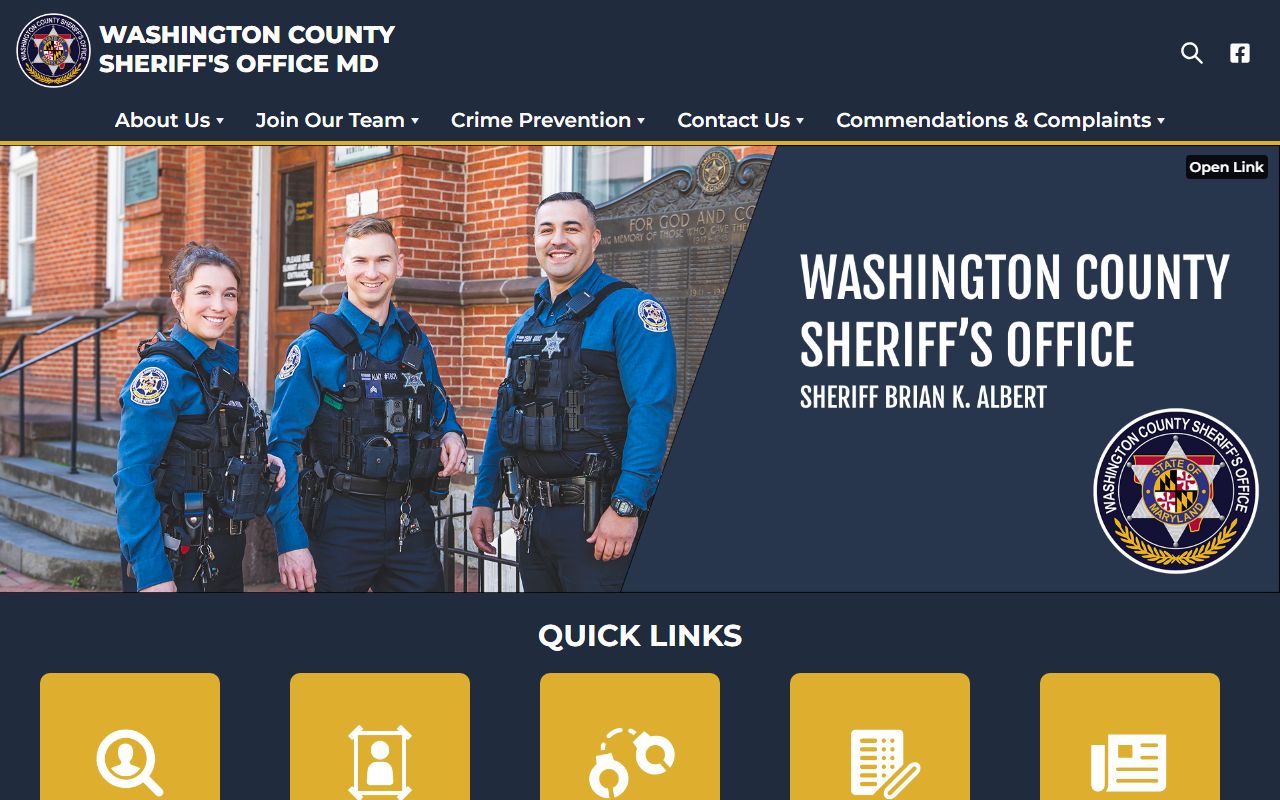 Washington County Sheriff's Office website for booking releases
