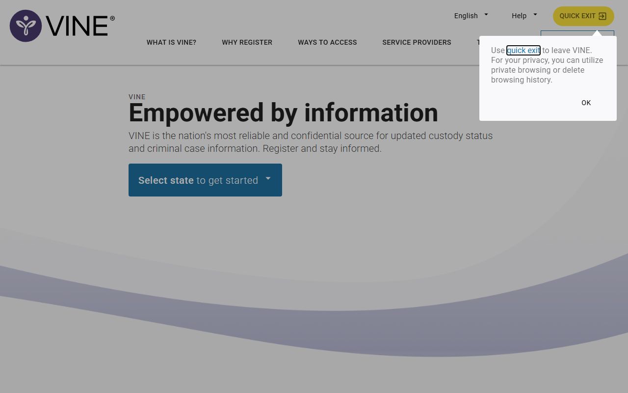 VINELink national portal for Maryland booking releases lookup